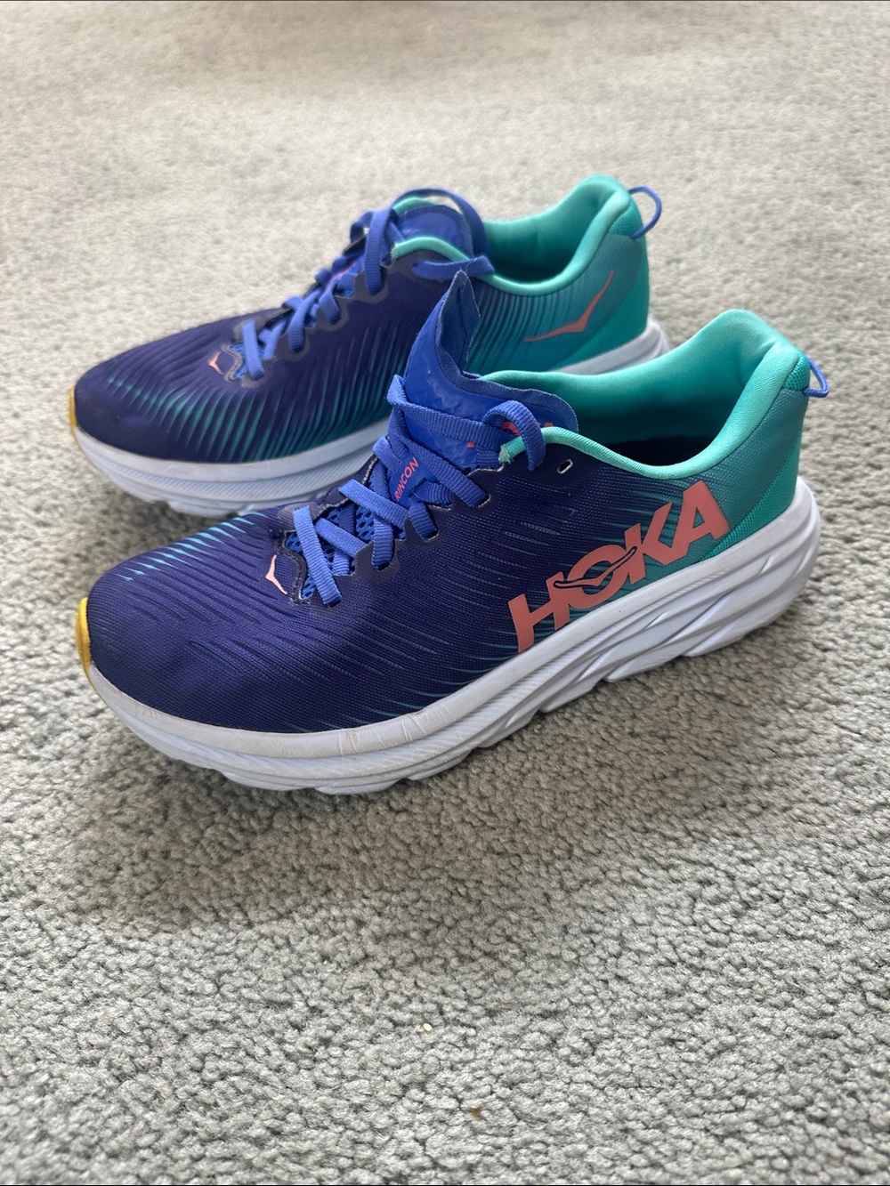 Hoka Rincon 3 Womens 6.5 B Running Shoes Blue Coral Radiant Mist 1119396 BBCRM